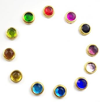 Rhinestones 4mm, with Gold Ring